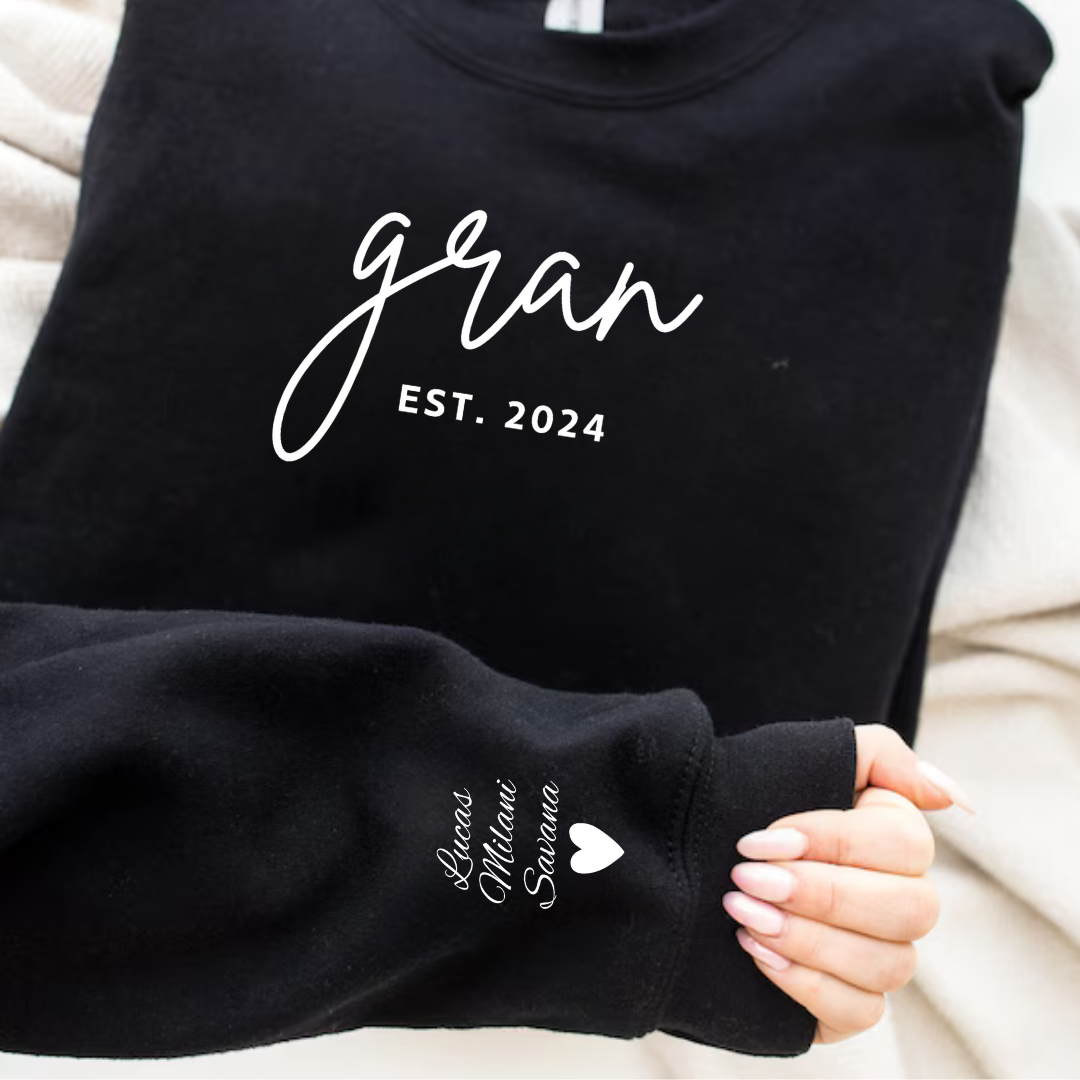 Personalized Grandma Sweatshirt | Grandchildren Name on Sleeves - Gifting Headquarters Personalized Grandma Sweatshirt | Grandchildren Name on Sleeves Gifting Headquarters Black / S AnywherePOD