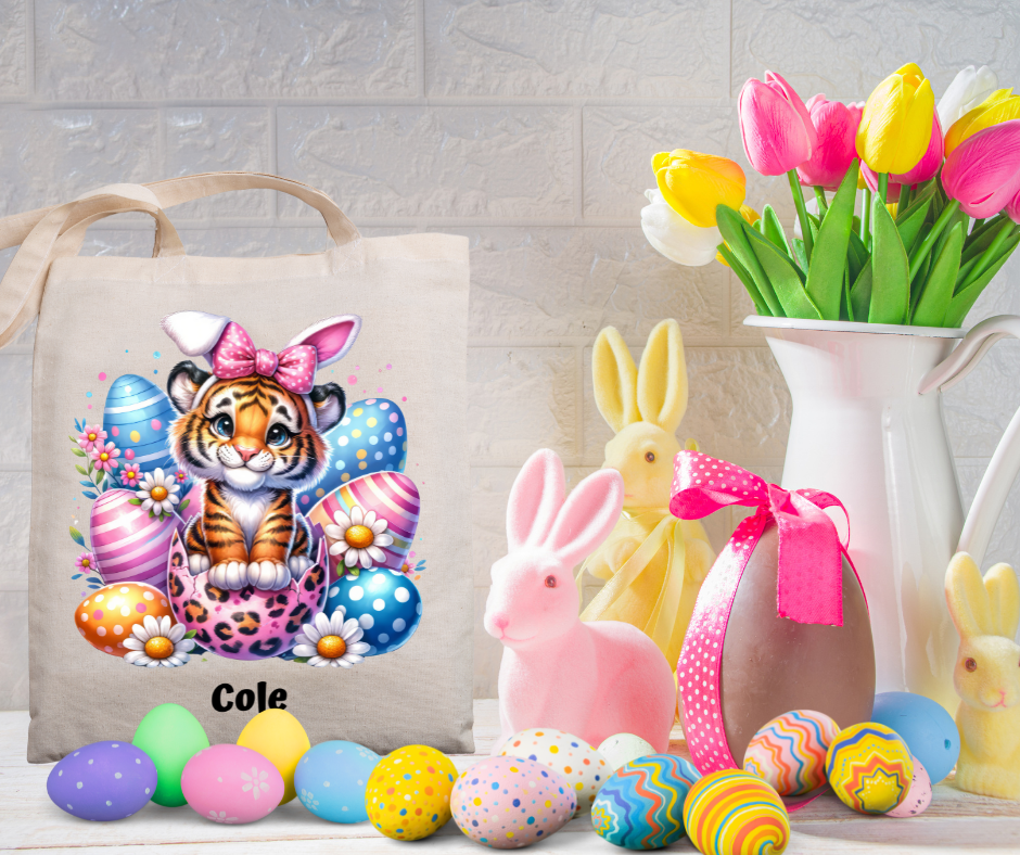 Personalized Easter Tote Bag | Zoo Animals | Custom Name | Easter Hunt Essentials - Gifting Headquarters