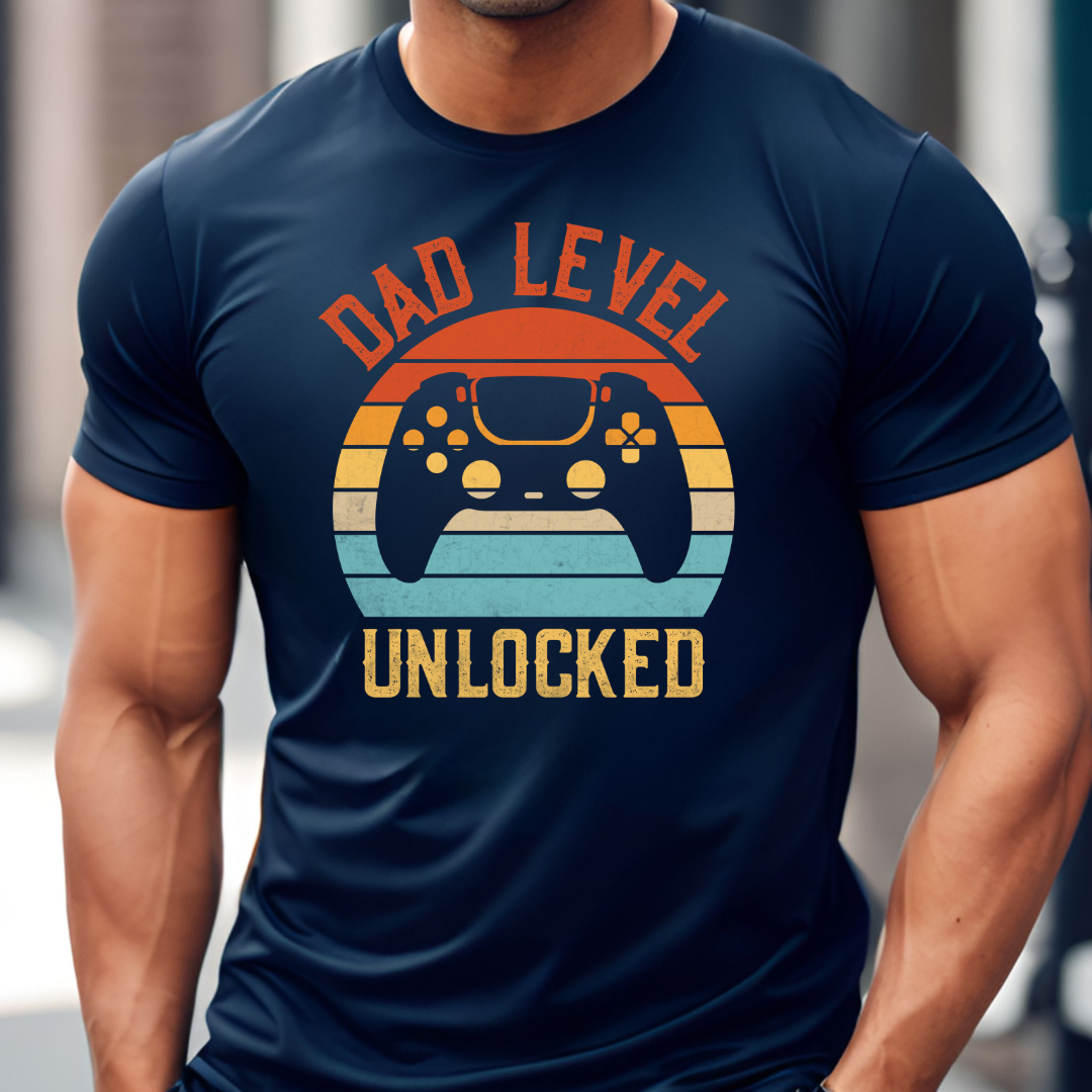 Dad Level Unlocked Father's Day T-shirt, Father's day gift, Navy