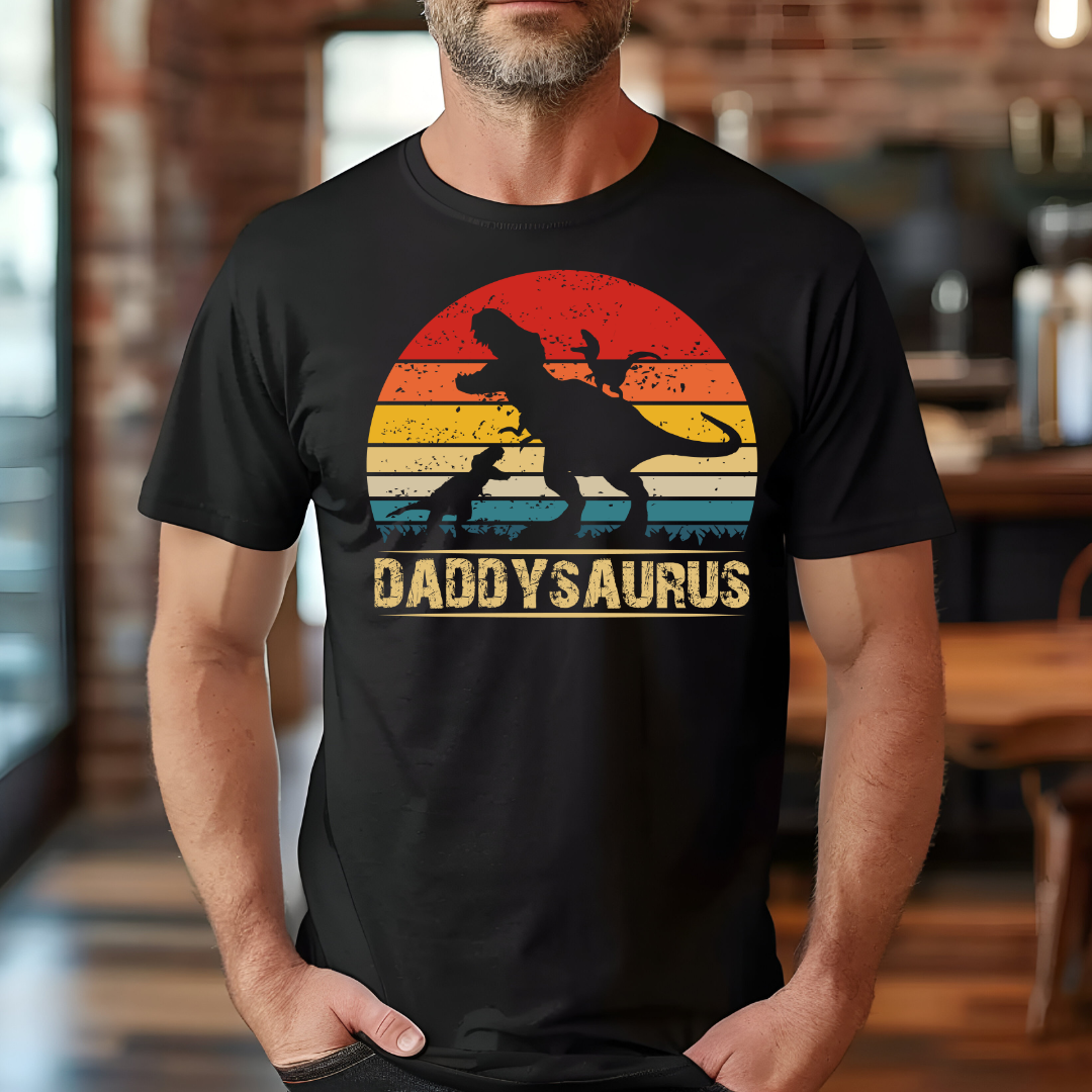 Daddysaurus Tshirt- Father's Day- Black T-shirt