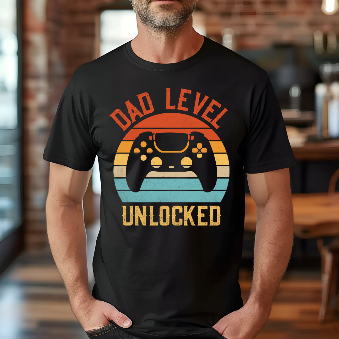 Dad Level Unlocked Father's Day T-shirt, Father's day gift, Black