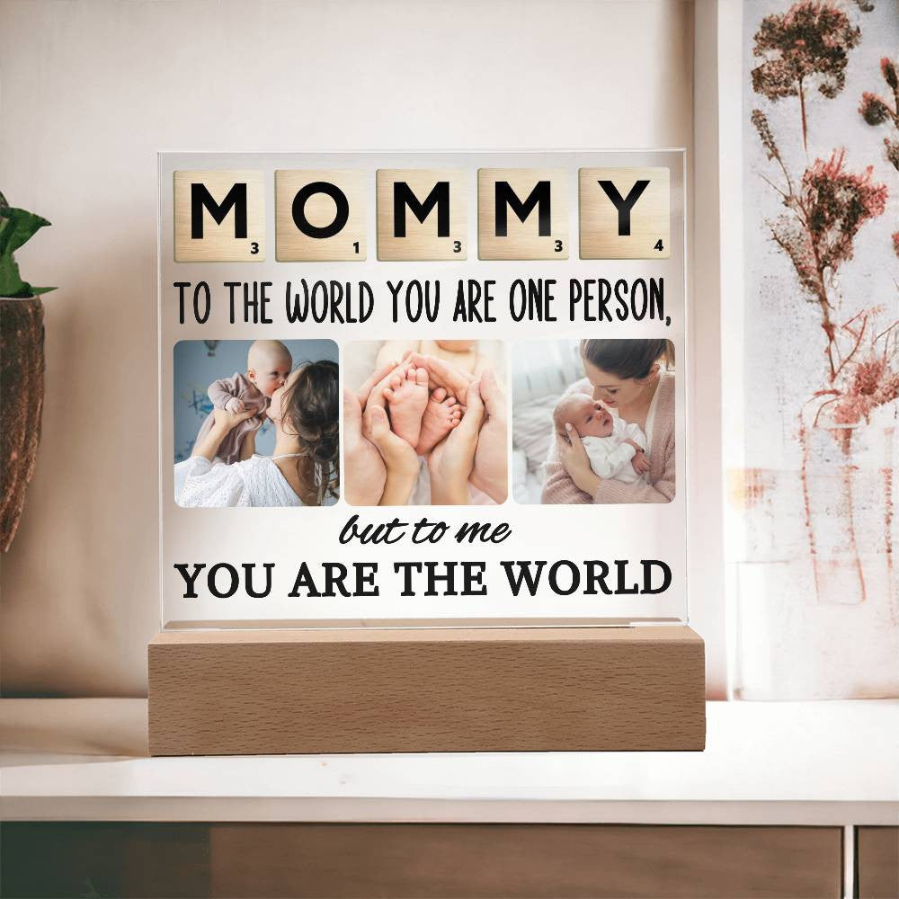 Mommy To The World You Are One Person But To Me You Are The World | Personalized Acrylic Plaque For Mom, Mother, Customized Mother's Day Gifts