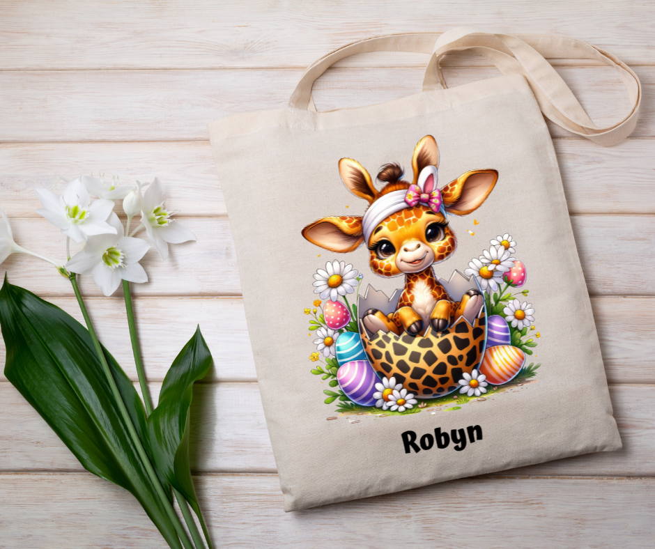 Personalized Easter Tote Bag | Zoo Animals | Custom Name | Easter Hunt Essentials - Gifting Headquarters