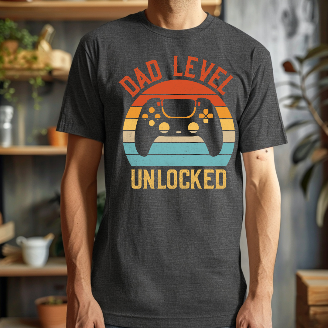 Dad Level Unlocked Father's Day T-shirt, Father's day gift, Dark grey