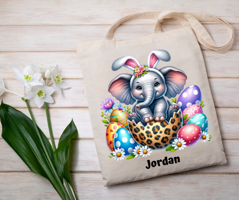 Personalized Easter Tote Bag | Zoo Animals | Custom Name | Easter Hunt Essentials - Gifting Headquarters