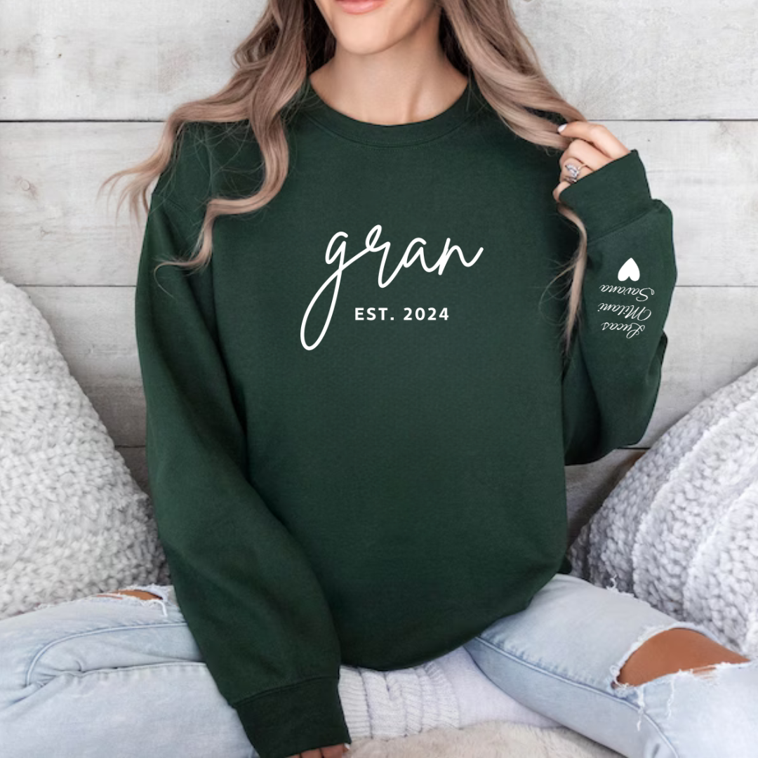 Personalized Grandma Sweatshirt | Grandchildren Name on Sleeves