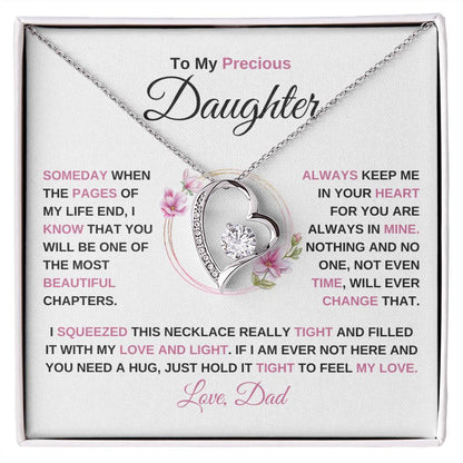 To My Precious Daughter | Always In My Heart | Love, Dad | Daughter Forever Love Necklace