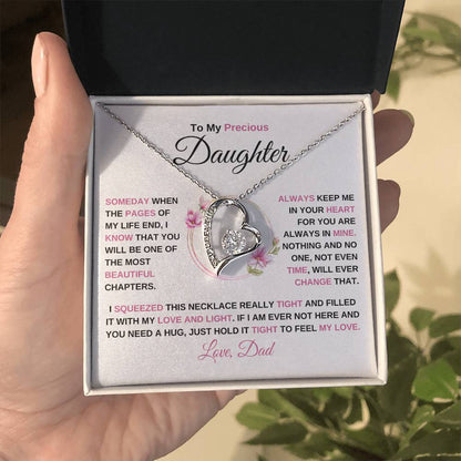 To My Precious Daughter | Always In My Heart | Love, Dad | Daughter Forever Love Necklace