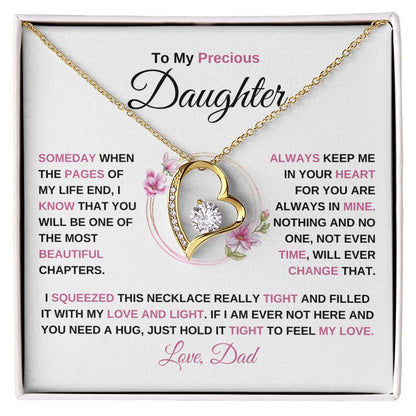 To My Precious Daughter | Always In My Heart | Love, Dad | Daughter Forever Love Necklace